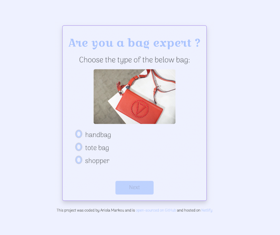 bag quiz project