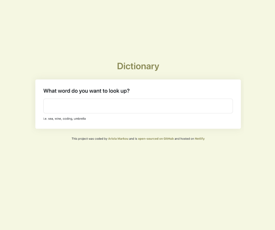 dictionary project